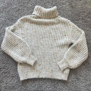GB Girls Speckled Cream Turtleneck Sweater